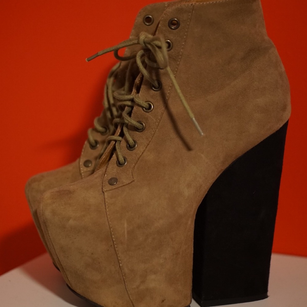 Jeffrey Campbell platform suede Heels.
